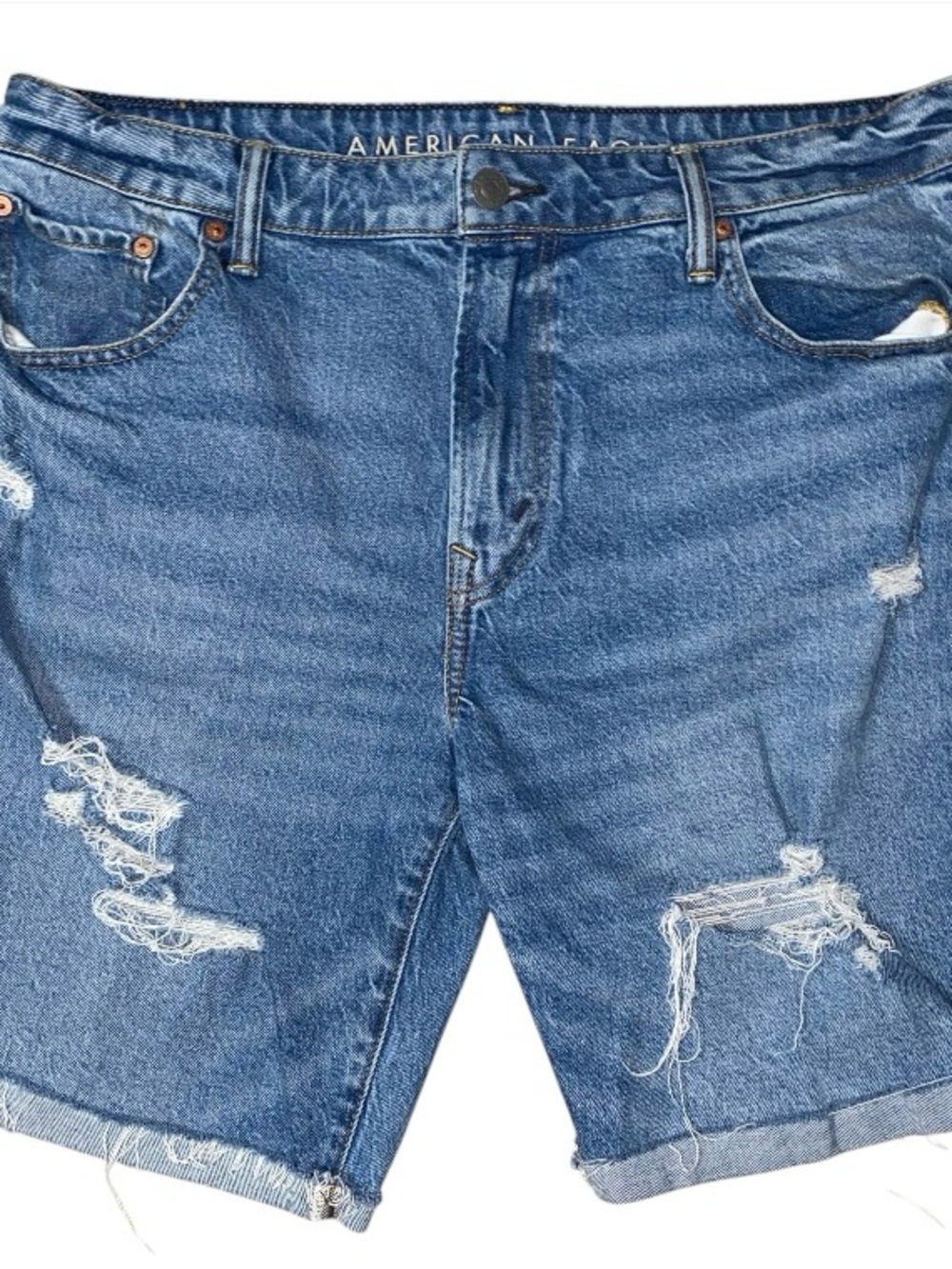 American Eagle Flex Denim Blue Wash Shorts Distressed Mens Size 36 (V-1)